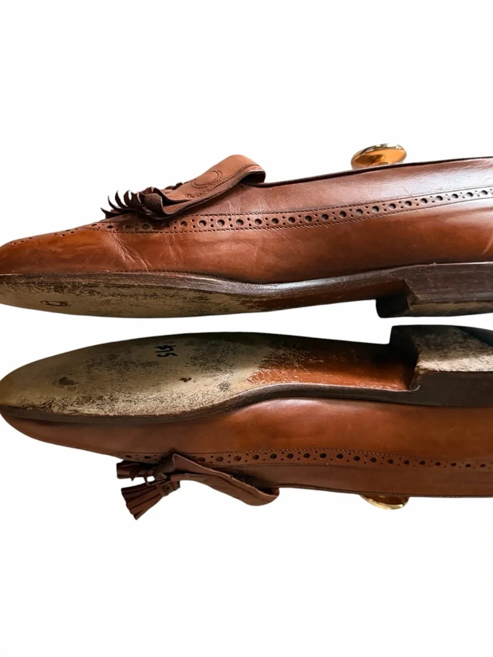 Bruno Magli Tan Leather Tassel Fringe Loafers